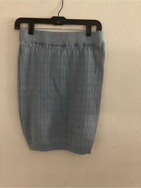 Light Blue Cable-Knit Pencil Skirt - Women's